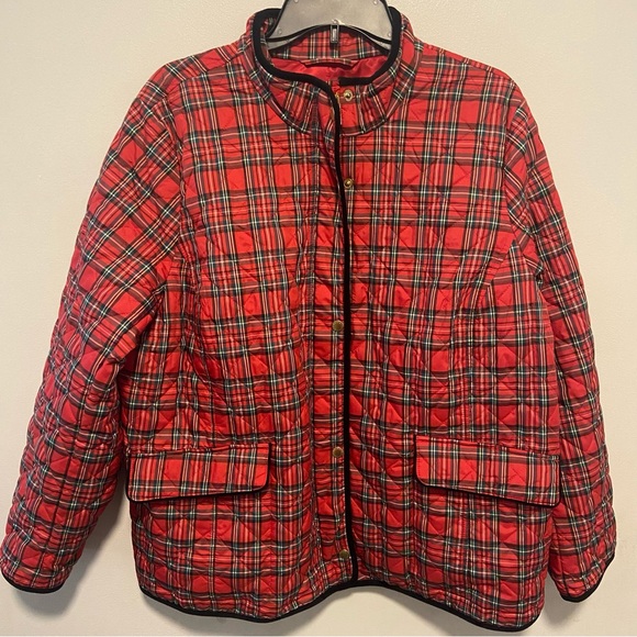 Talbots Jackets & Blazers - Talbots Women’s Quilted Jacket Size 1X Apple Cider Plaid Casual Holiday Party